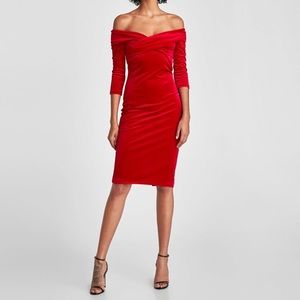 Sexy Zara Velvet Midi Tube Dress